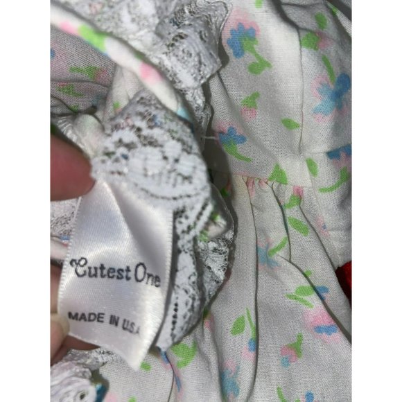 Cutest Ones Vintage Size 12 Months White Floral Print Infant Girls 2 Piece Dress - Picture 9 of 10